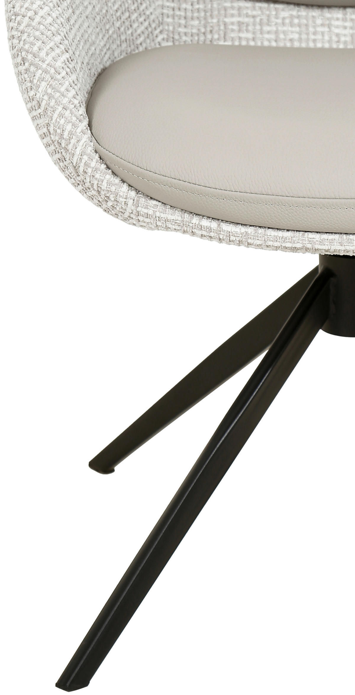 ARMLEHNSTUHL  in Eisen Leinenoptik Echtleder pigmentiert  - Beige/Schwarz, Design, Leder/Textil (60/80,5/62cm) - Novel
