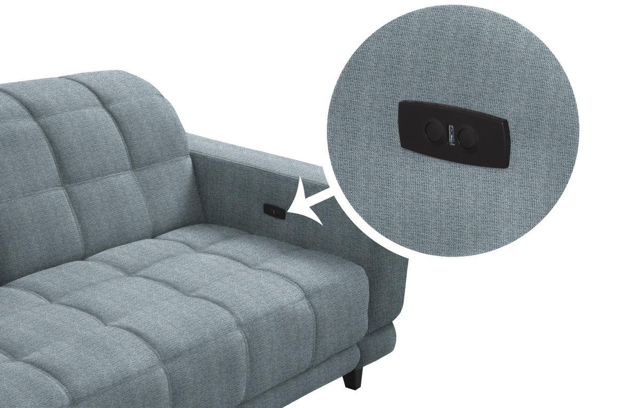ECKSOFA in Webstoff Hellblau  - Schwarz/Hellblau, Design, Holz/Textil (216/302cm) - Xora