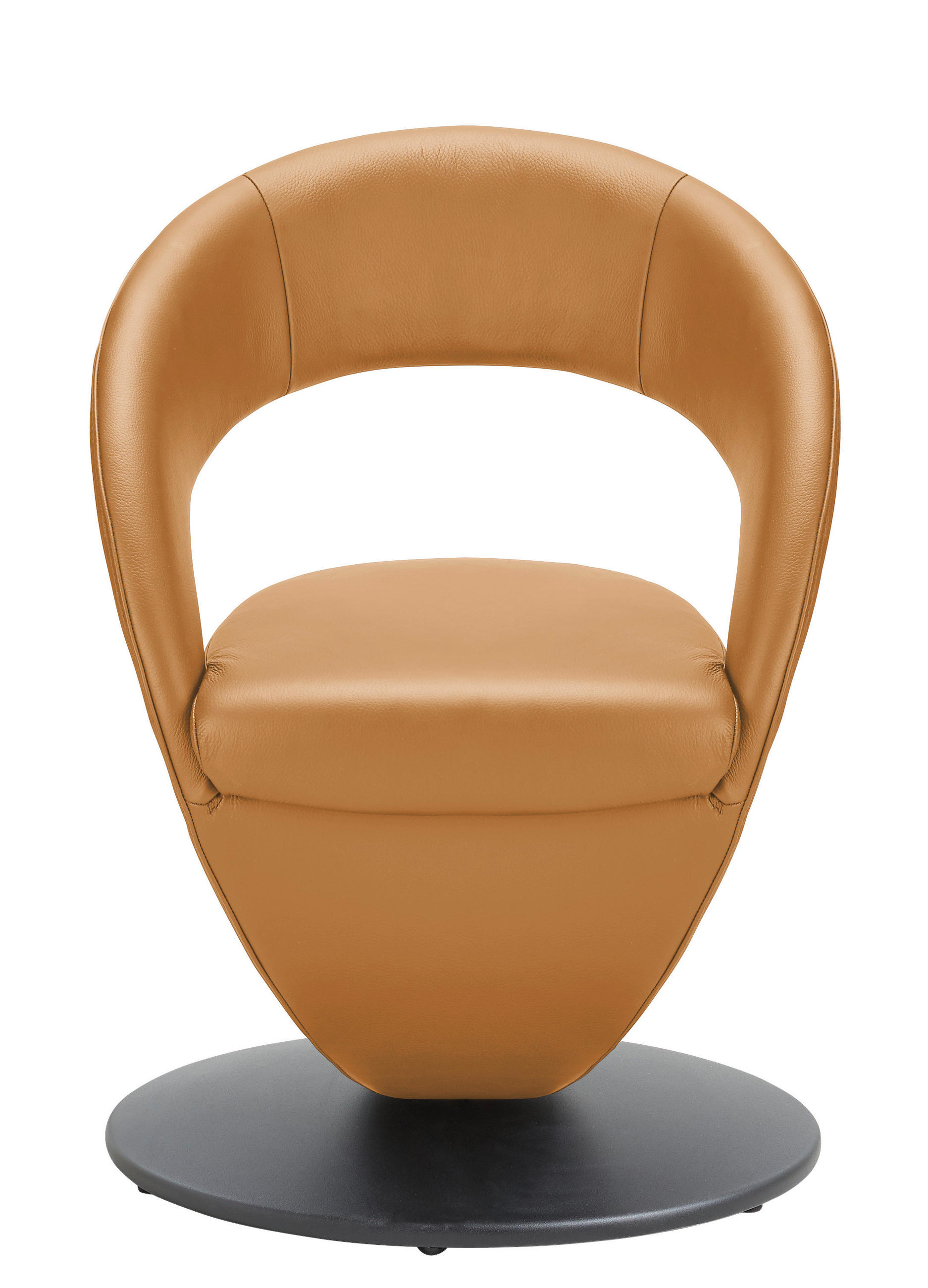STUHL  in Echtleder pigmentiert  - Schwarz/Braun, Design, Leder/Metall (62/86/61cm) - Moderano