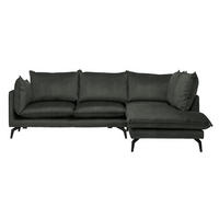 ECKSOFA in Samt Schwarz  241/200 cm  - Schwarz, Design, Textil/Metall (241/200cm) - Carryhome