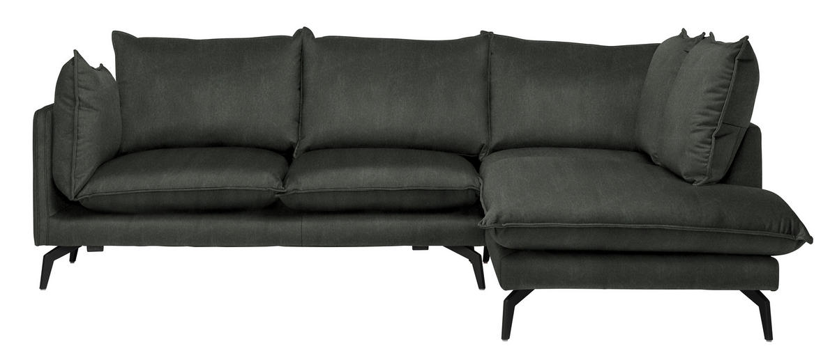 ECKSOFA in Samt Schwarz  241/200 cm  - Schwarz, Design, Textil/Metall (241/200cm) - Carryhome