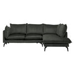 ECKSOFA in Samt Schwarz  - Schwarz, Design, Textil/Metall (241/200cm) - Carryhome