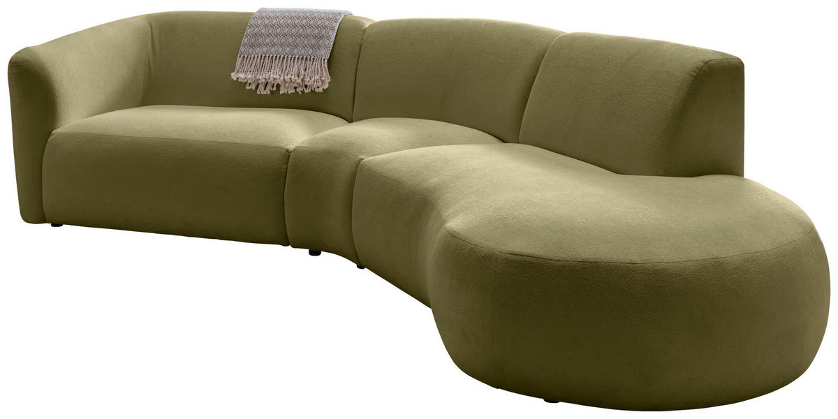 ECKSOFA in Mikrofaser Grün  - Schwarz/Grün, Modern, Kunststoff/Textil (276/182cm) - Livetastic