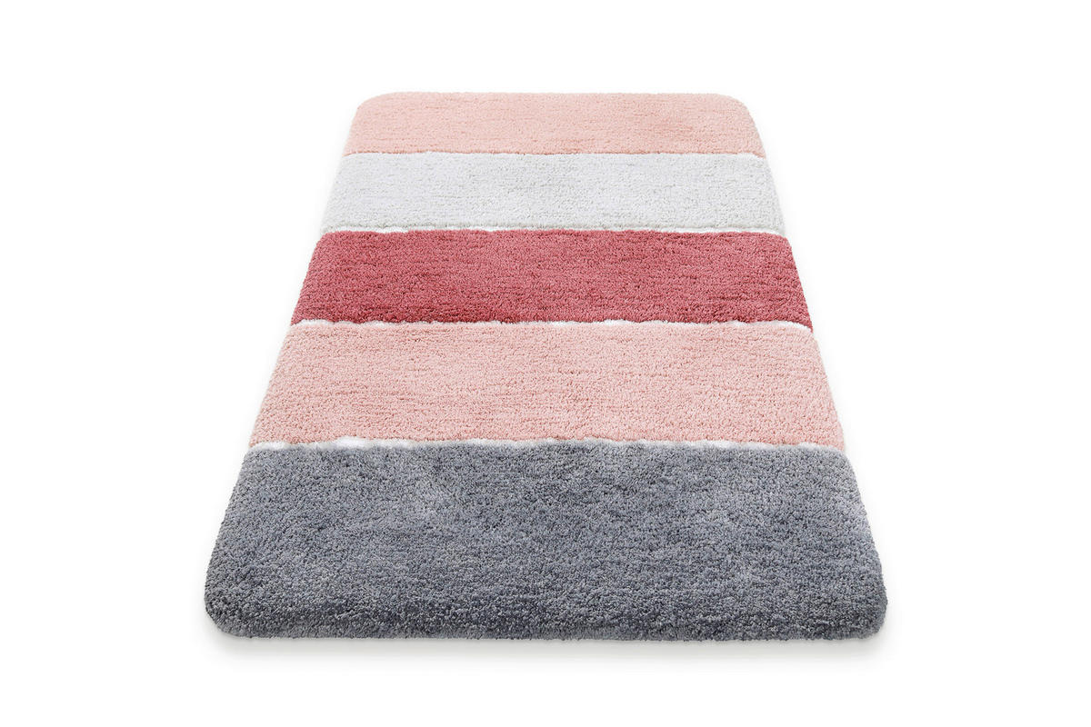 BADTEPPICH Grau, Hellrosa 55/65 cm  - Hellrosa/Grau, Basics, Kunststoff/Textil (55/65cm) - WECON HOME