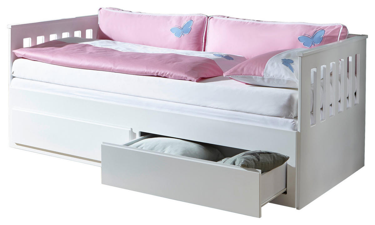 AUSZIEHBETT 90-180/200 cm  in Weiß  - Weiß, KONVENTIONELL, Holz/Holzwerkstoff (90-180/200cm) - Carryhome