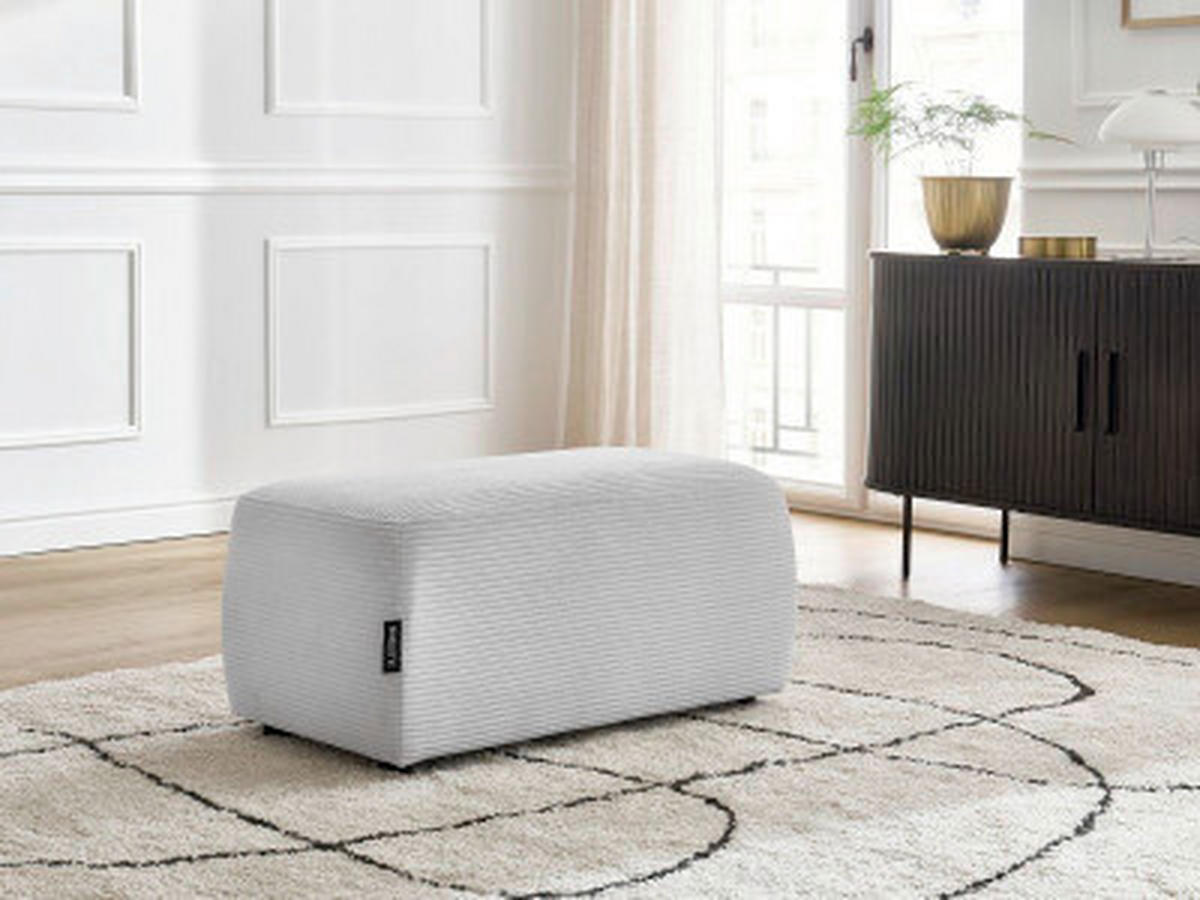 HOCKER ATILLA Cord Hellgrau  - Hellgrau/Schwarz, MODERN, Kunststoff/Textil (92/44/48cm)