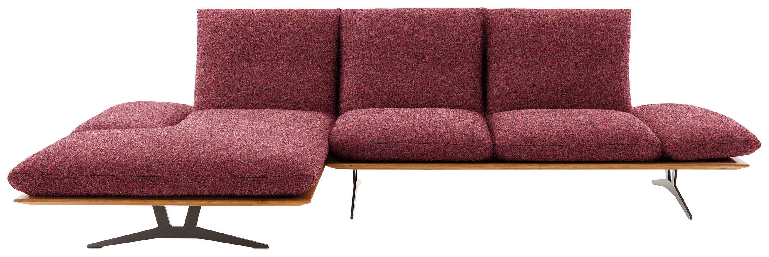 ECKSOFA 159/314 cm  in Flachgewebe Rot Armteilverstellung, Kopfteilverstellung  159/314 cm  - Rot/Schwarz, Design, Holz/Textil (159/314cm) - Dieter Knoll