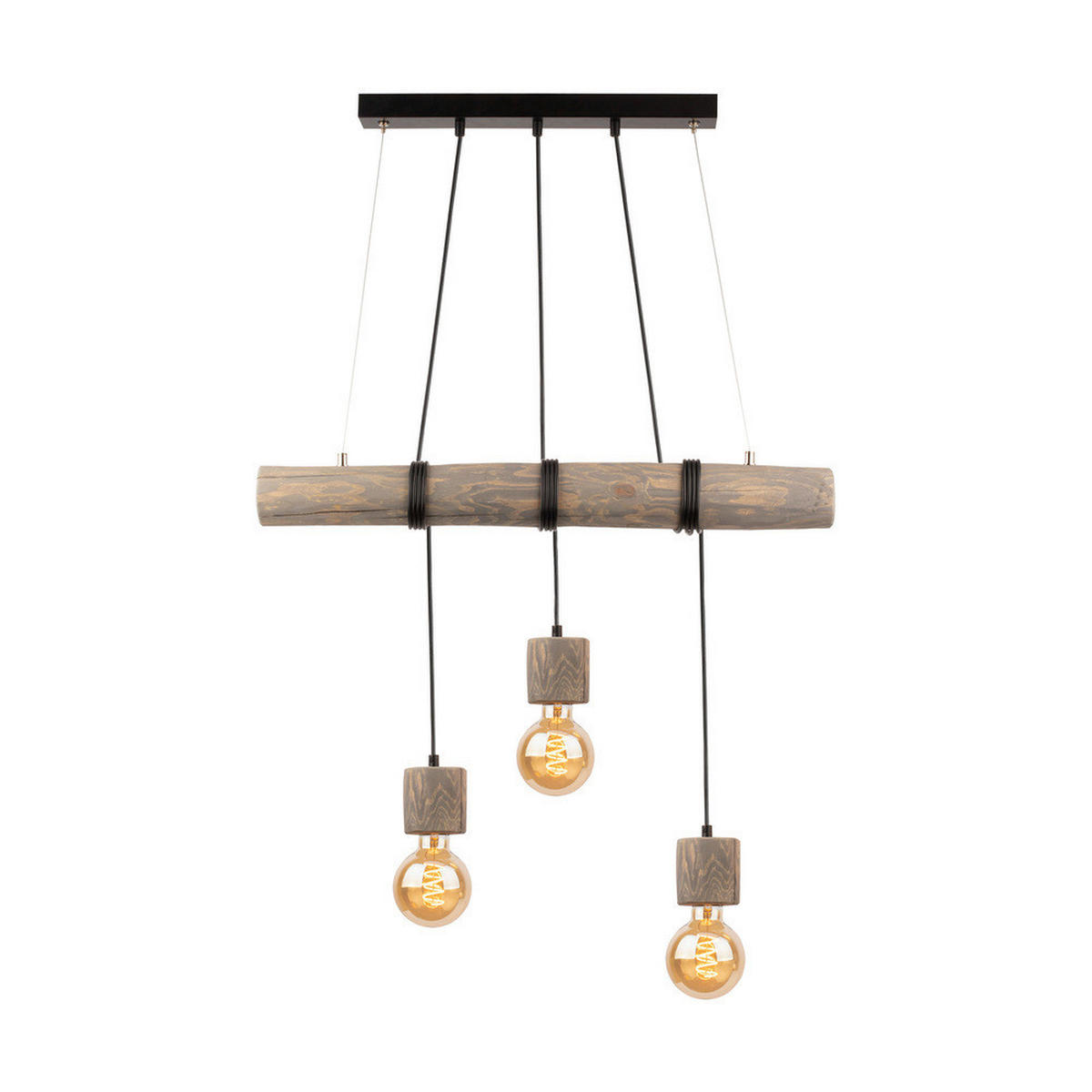 HÄNGELEUCHTE 70/140 cm  - Hellgrau/Schwarz, Natur, Holz/Metall (70/140cm)
