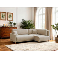 ECKSOFA MILOS Beige Flachgewebe, Struktur Rückenkissen, Bettkasten, Schlaffunktion, Rücken echt  - Beige/Naturfarben, Design, Textil (224/148cm) - P & B