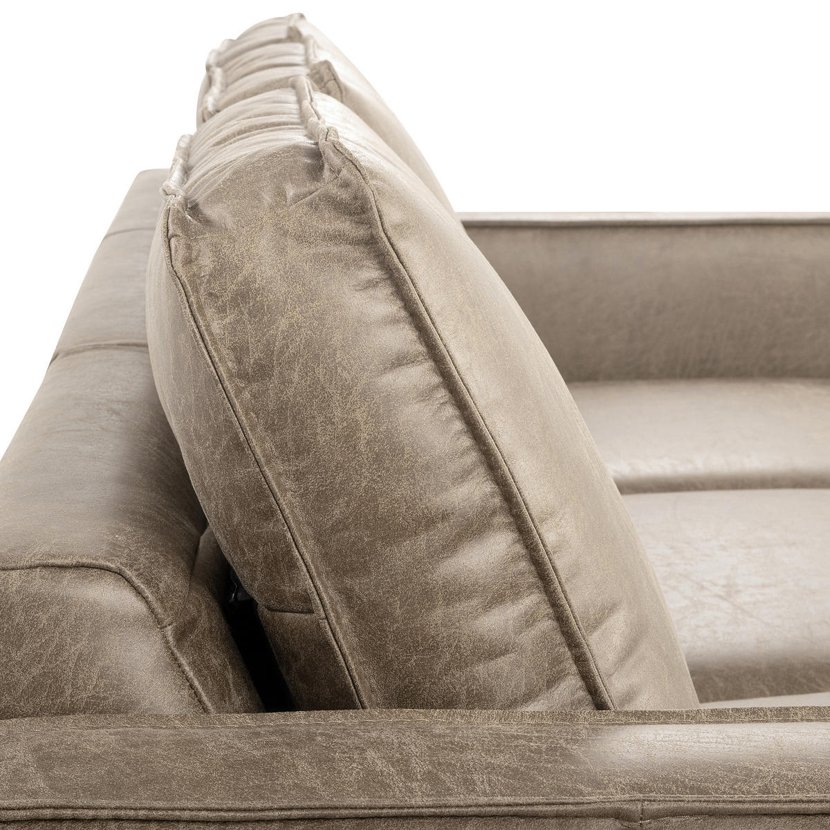 ECKSOFA Hellgrau Echtleder Lederlook Bettkasten, Schlaffunktion, Rücken echt  - Hellgrau/Schwarz, Design, Leder/Textil (166/238cm) - Livetastic