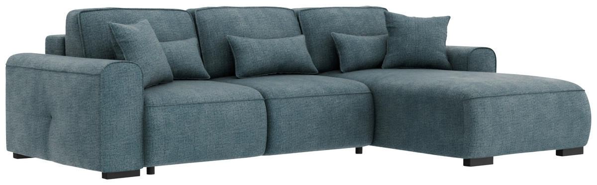ECKSOFA Blau Chenille  - Blau/Grau, KONVENTIONELL, Kunststoff/Textil (293/205cm) - Carryhome