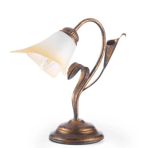 STOLNÍ LAMPA, E14, 25/31 cm  - bílá/bronzová, Natur, kov (25/31cm)