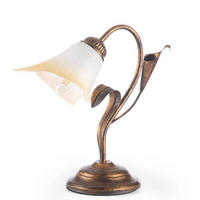 STOLNÁ LAMPA, E14, 25/31 cm  - bronzová/biela, Natur, kov (25/31cm)
