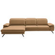 ECKSOFA Dieter Knoll in Echtleder Honig  193/332 cm  - Schwarz/Honig, Design, Leder/Metall (193/332cm) - Dieter Knoll