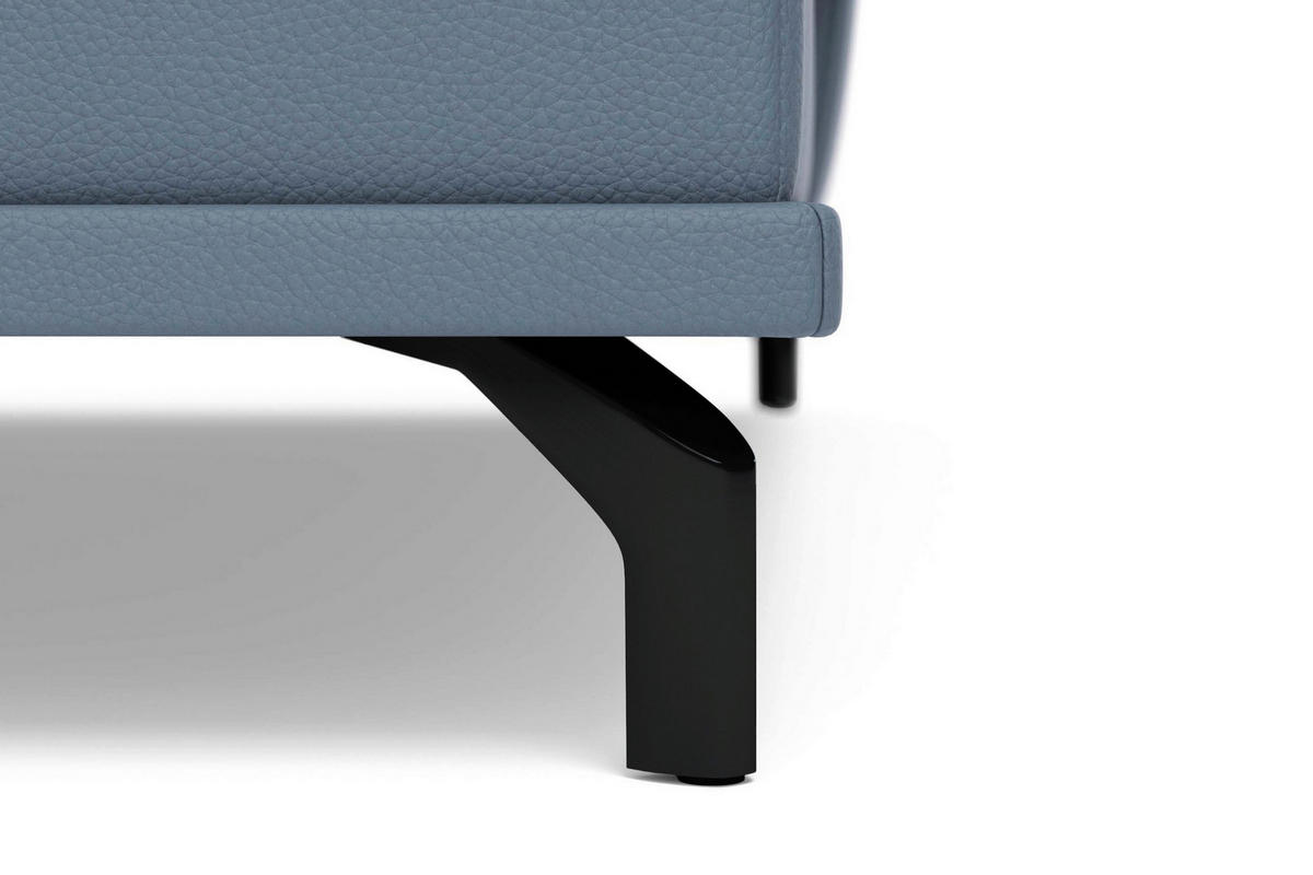 SEDACÍ SOUPRAVA, kůže, šedomodrá - šedomodrá/černá, Basics, kov/textil (223/363/176cm) - Sit & More