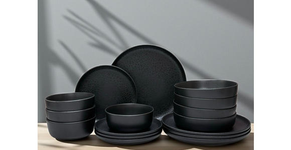 KOMBISERVICE Mika black 16-teilig  - Schwarz, Trend, Keramik - Novel