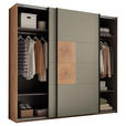 SCHWEBETÜRENSCHRANK  in Salbeigrün, Eiche Artisan  - Salbeigrün/Schwarz, KONVENTIONELL, Holzwerkstoff/Metall (240/225,5/63,7cm) - Xora