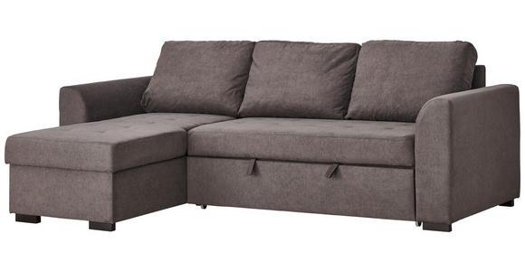 ECKSOFA in Webstoff Dunkelgrau  - Dunkelgrau/Schwarz, Design, Kunststoff/Textil (155/243cm) - Xora