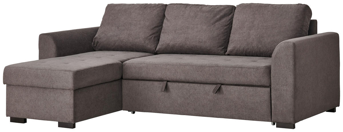 ECKSOFA in Webstoff Dunkelgrau  - Dunkelgrau/Schwarz, Design, Kunststoff/Textil (155/243cm) - Xora