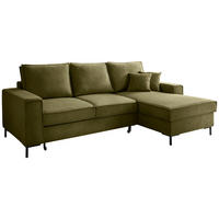 ECKSOFA Grün Mikrofaser  - Schwarz/Grün, MODERN, Textil/Metall (240/150cm) - Livetastic