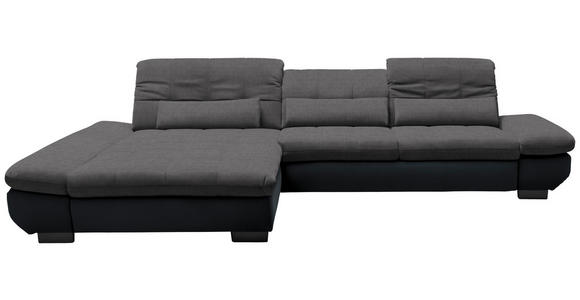 ECKSOFA in Mikrofaser Grau  - Schwarz/Grau, Design, Textil/Metall (204/341cm) - Xora