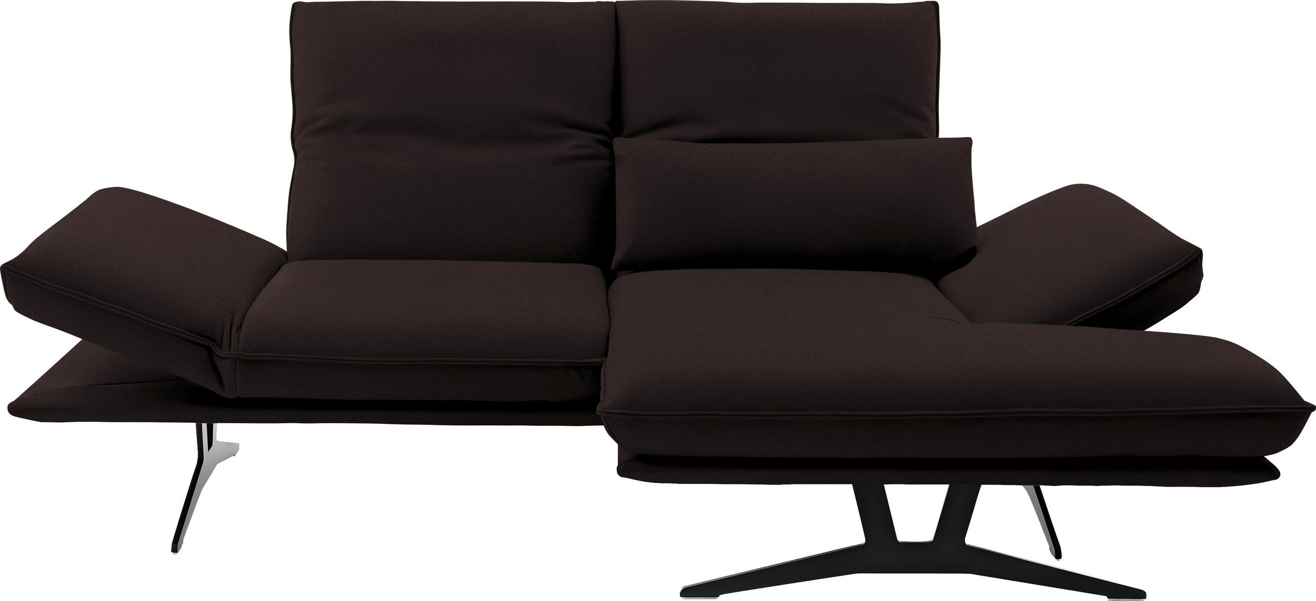 ECKSOFA in Echtleder Dunkelbraun  - Dunkelbraun/Schwarz, Design, Leder/Metall (210/130cm) - Dieter Knoll