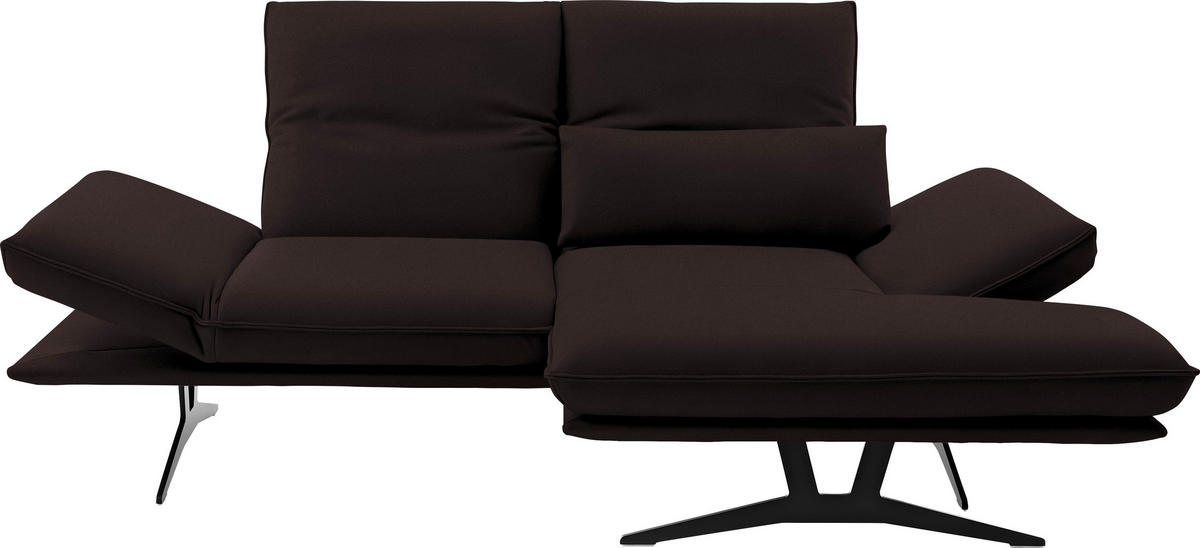 ECKSOFA in Echtleder Dunkelbraun  - Dunkelbraun/Schwarz, Design, Leder/Metall (210/130cm) - Dieter Knoll