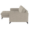 ECKSOFA in Flachgewebe, Leinenoptik Beige  - Beige/Schwarz, Design, Textil/Metall (170/242cm) - Xora