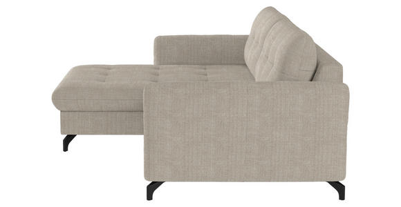 ECKSOFA in Flachgewebe, Leinenoptik Beige  - Beige/Schwarz, Design, Textil/Metall (170/242cm) - Xora