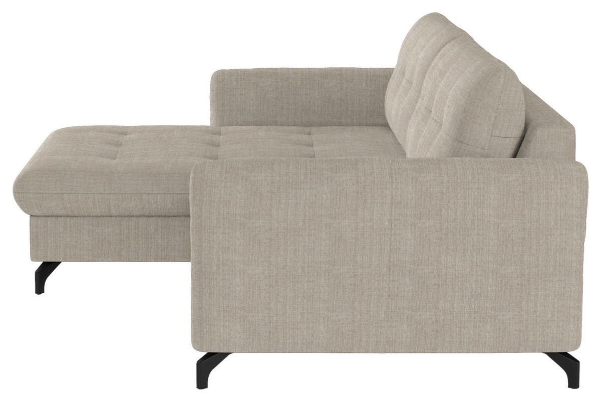 ECKSOFA in Flachgewebe, Leinenoptik Beige  - Beige/Schwarz, Design, Textil/Metall (170/242cm) - Xora