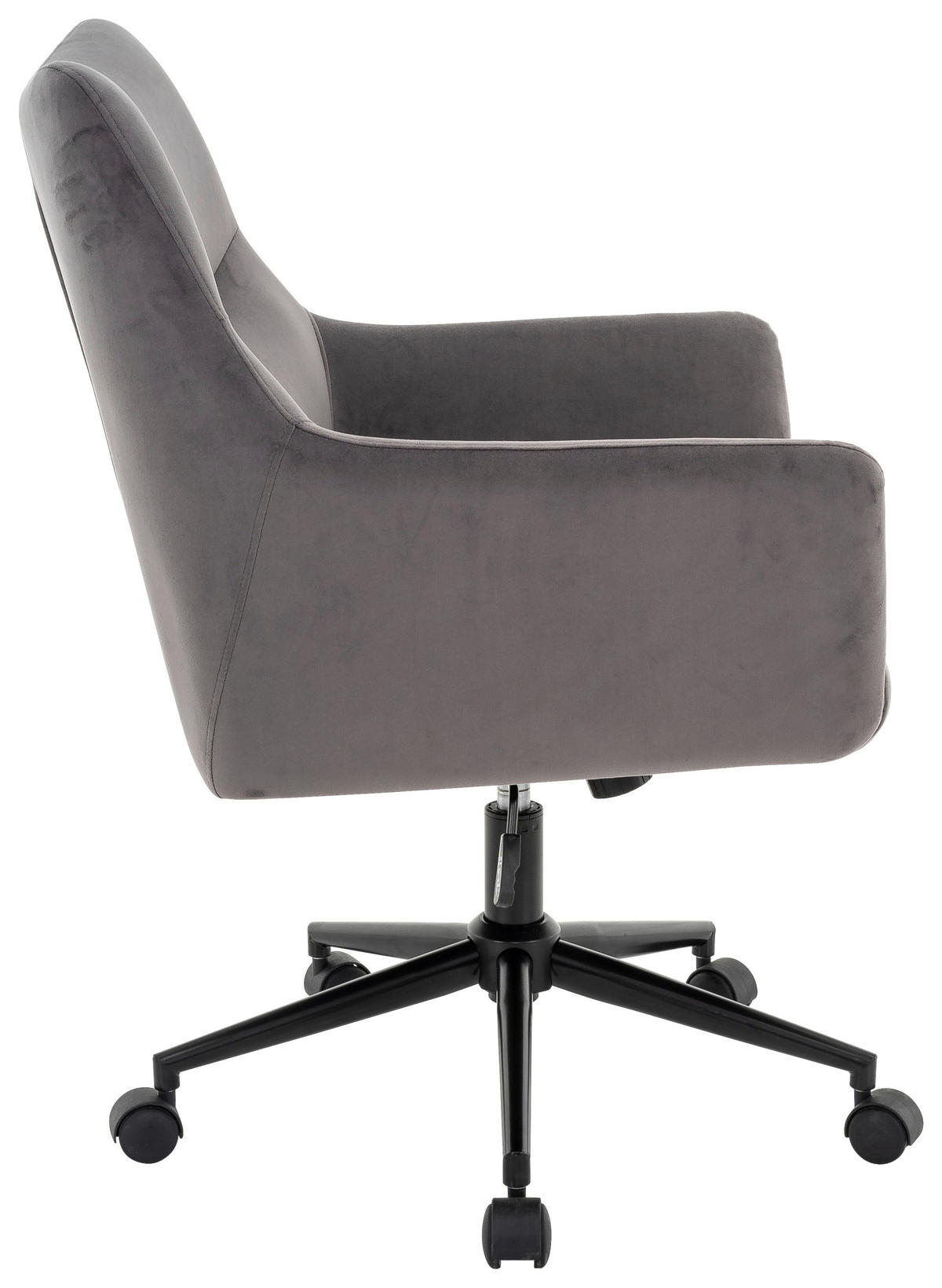 DREHSTUHL Samt Grau, Schwarz  - Schwarz/Grau, Design, Textil/Metall (64/90-98/68cm) - Carryhome