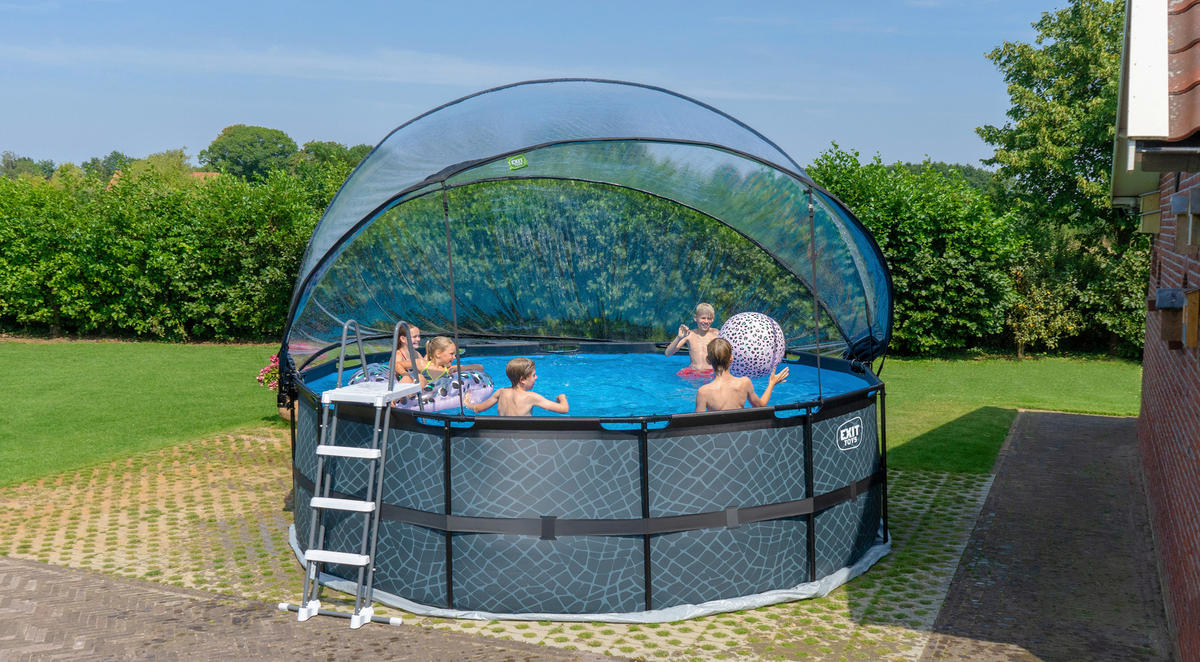 POOL 450/122 cm  - Blaugrau, Konventionell, Kunststoff/Metall (450/122cm) - EXIT Toys