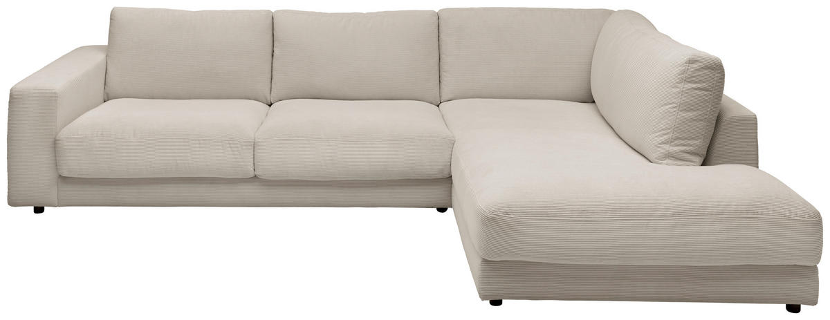 ECKSOFA Feincord Sandfarben  - Sandfarben/Schwarz, Design, Kunststoff/Textil (325/224cm) - Hom`in