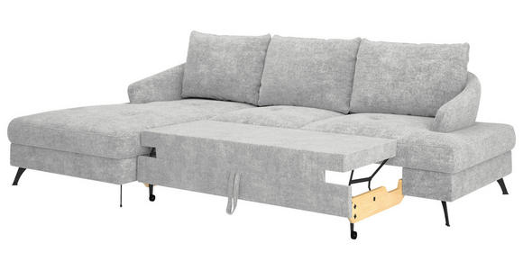 ECKSOFA in Webstoff Hellgrau  - Hellgrau/Schwarz, KONVENTIONELL, Textil/Metall (183/293cm) - Carryhome