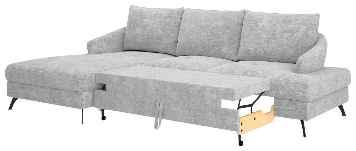 ECKSOFA in Webstoff Hellgrau  - Hellgrau/Schwarz, KONVENTIONELL, Textil/Metall (183/293cm) - Carryhome
