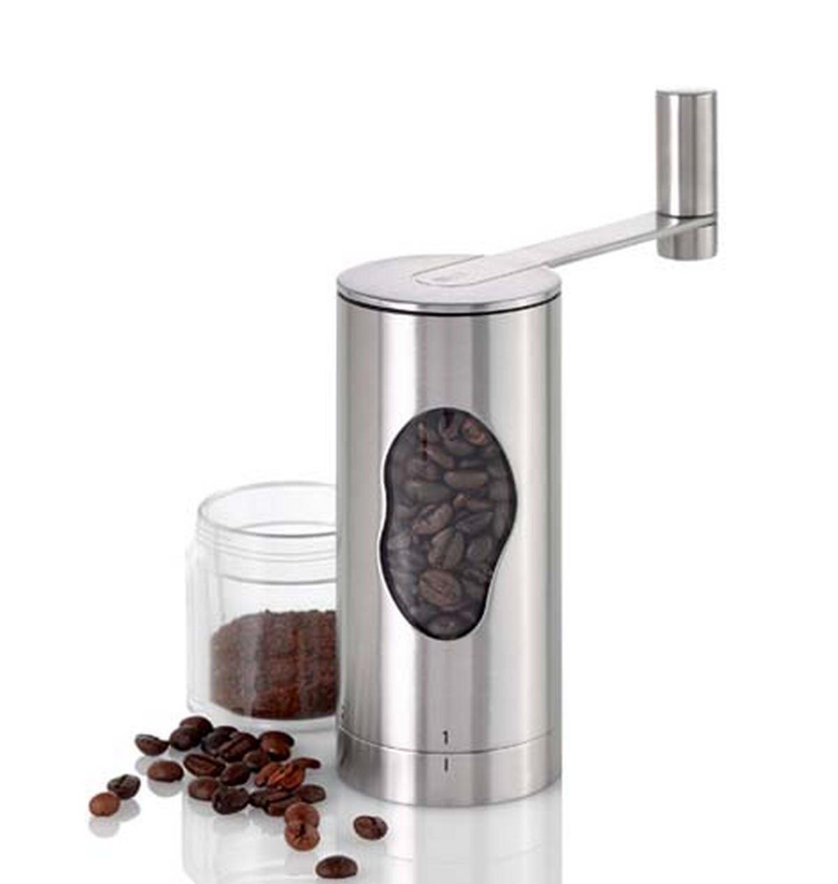 KAFFEEMÜHLE MRS. BEAN  - Edelstahlfarben/Transparent, Design, Kunststoff/Metall (6/18cm) - AdHoc