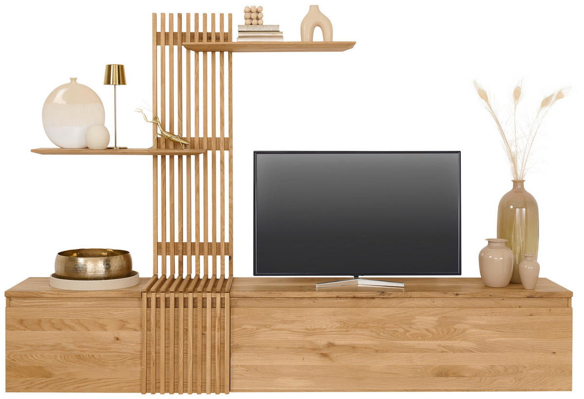 WOHNWAND  in Eichefarben  248.8/163/44 cm  - Eichefarben, Natur, Holz (248.8/163/44cm) - Linea Natura