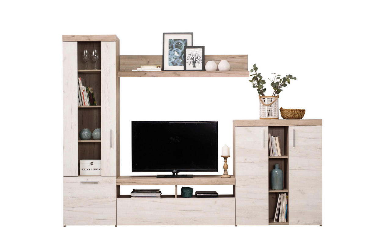 NAPPALI ÖSSZEÁLLÍTÁS ezüsttölgy színű  - ezüsttölgy színű, Basics, faalapú anyag (262/195/35cm) - Xora