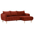 ECKSOFA Rostfarben Flachgewebe  - Rostfarben/Buchefarben, KONVENTIONELL, Holz/Textil (230/144cm) - Carryhome