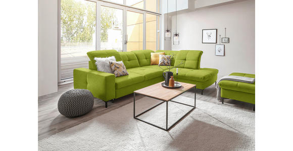 ECKSOFA in Chenille Limette 310/240 cm - Limette/Schwarz, Design, Textil/Metall (310/240cm) - Xora