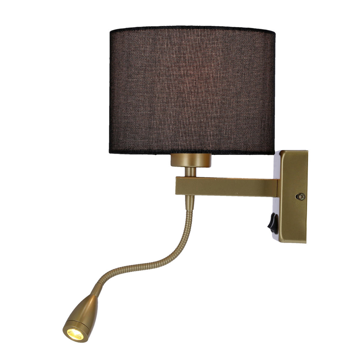 VÄGGLAMPA Polo 18/22/44 cm   - svart/guldfärgad, Basics, metall/plast (18/22/44cm)