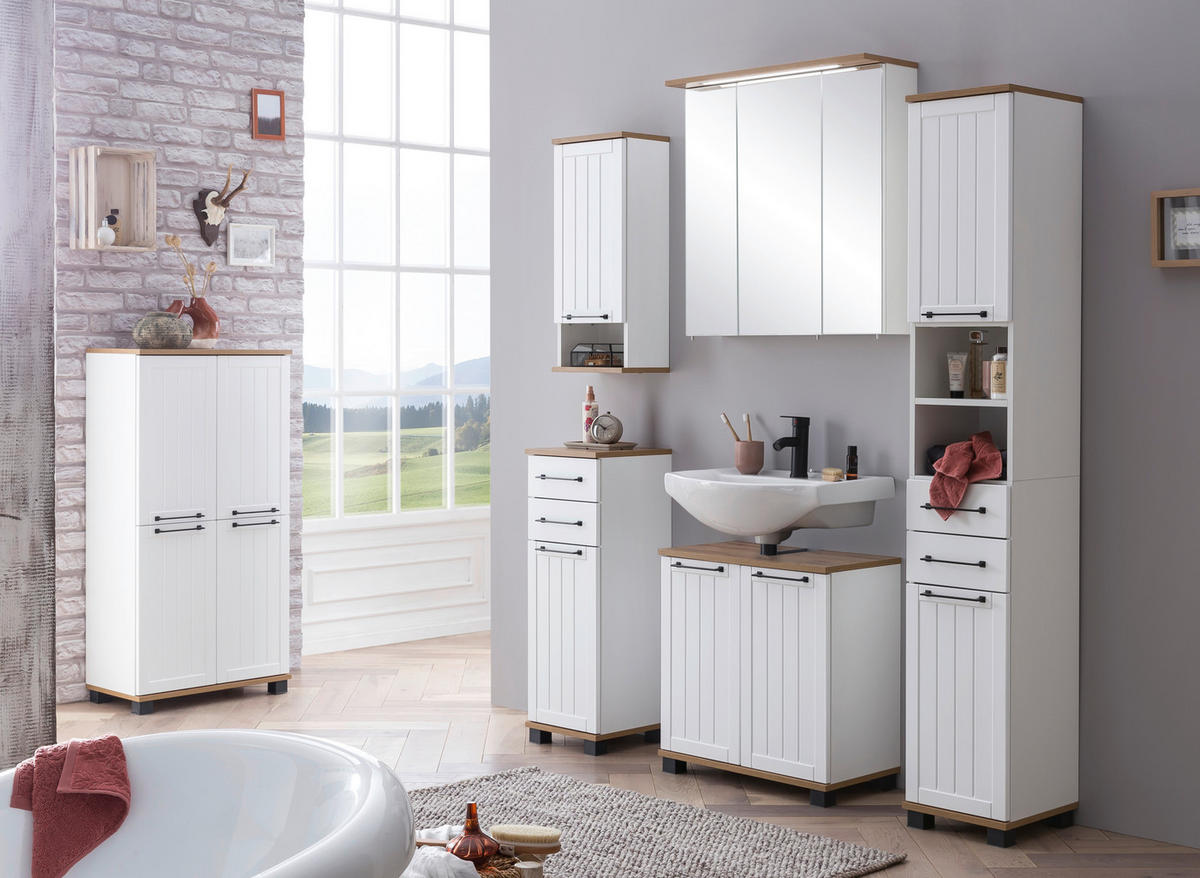 WASCHBECKENUNTERSCHRANK 59,8/62,4/32,6 cm  - Eichefarben/Schwarz, MODERN, Holzwerkstoff/Kunststoff (59,8/62,4/32,6cm) - Stylife