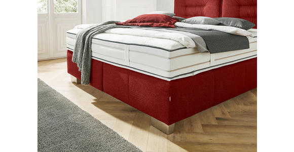 BOXSPRINGBETT 180/200 cm  in Rot  - Chromfarben/Rot, KONVENTIONELL, Textil (180/200cm) - Dieter Knoll