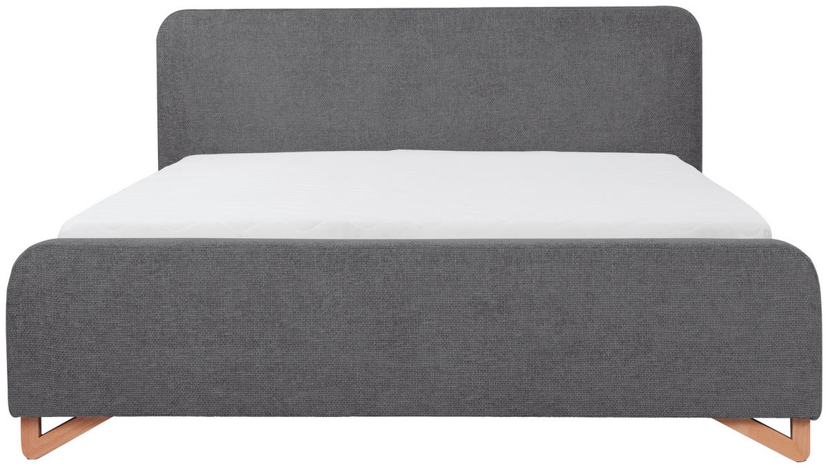 ČALOUNĚNÁ POSTEL, 180/200 cm, antracitová - černá/antracitová, Moderní, kov/dřevo (180/200cm) - MID.YOU