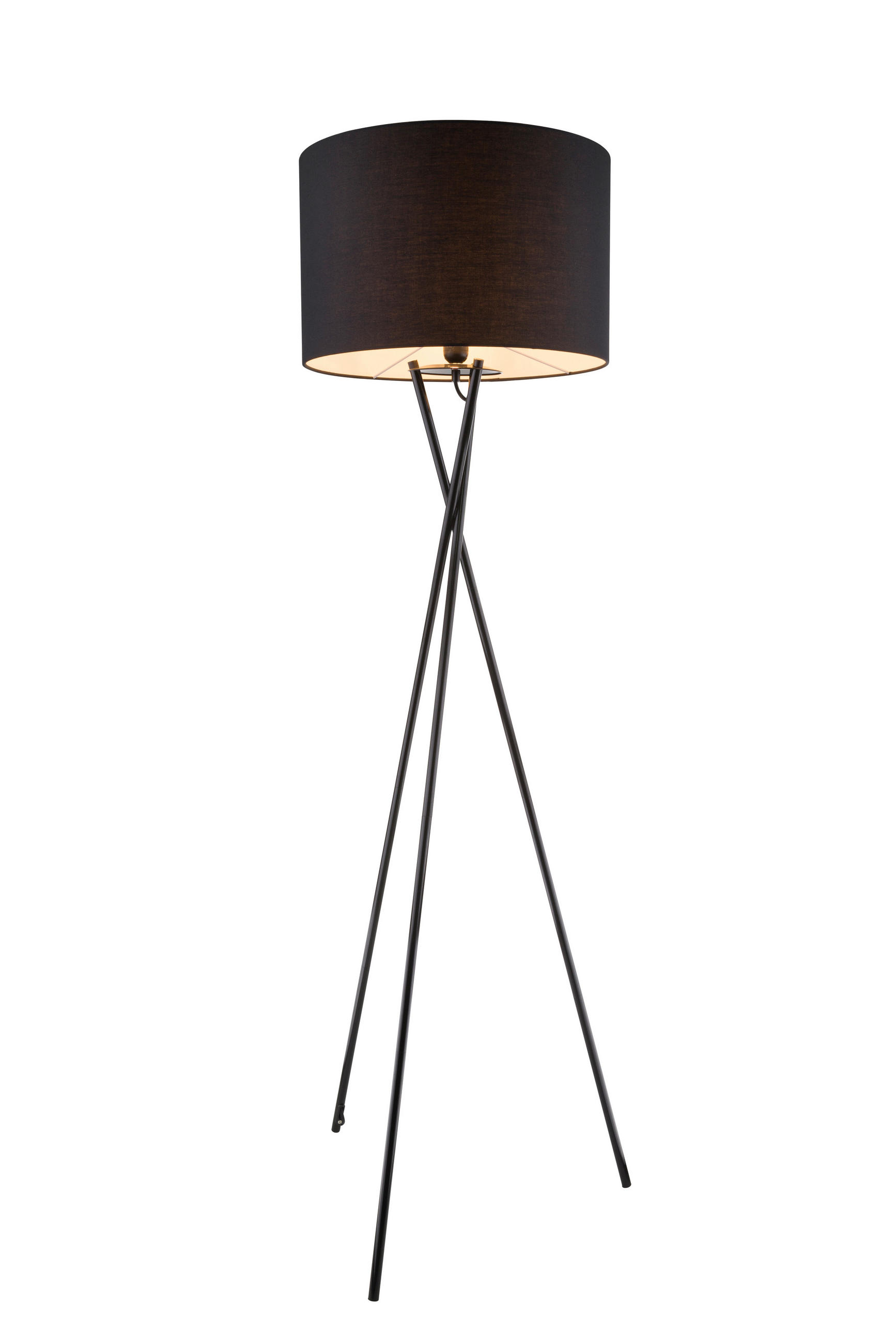 STEHLEUCHTE 62/160 cm    - Schwarz, Trend, Textil/Metall (62/160cm) - Globo