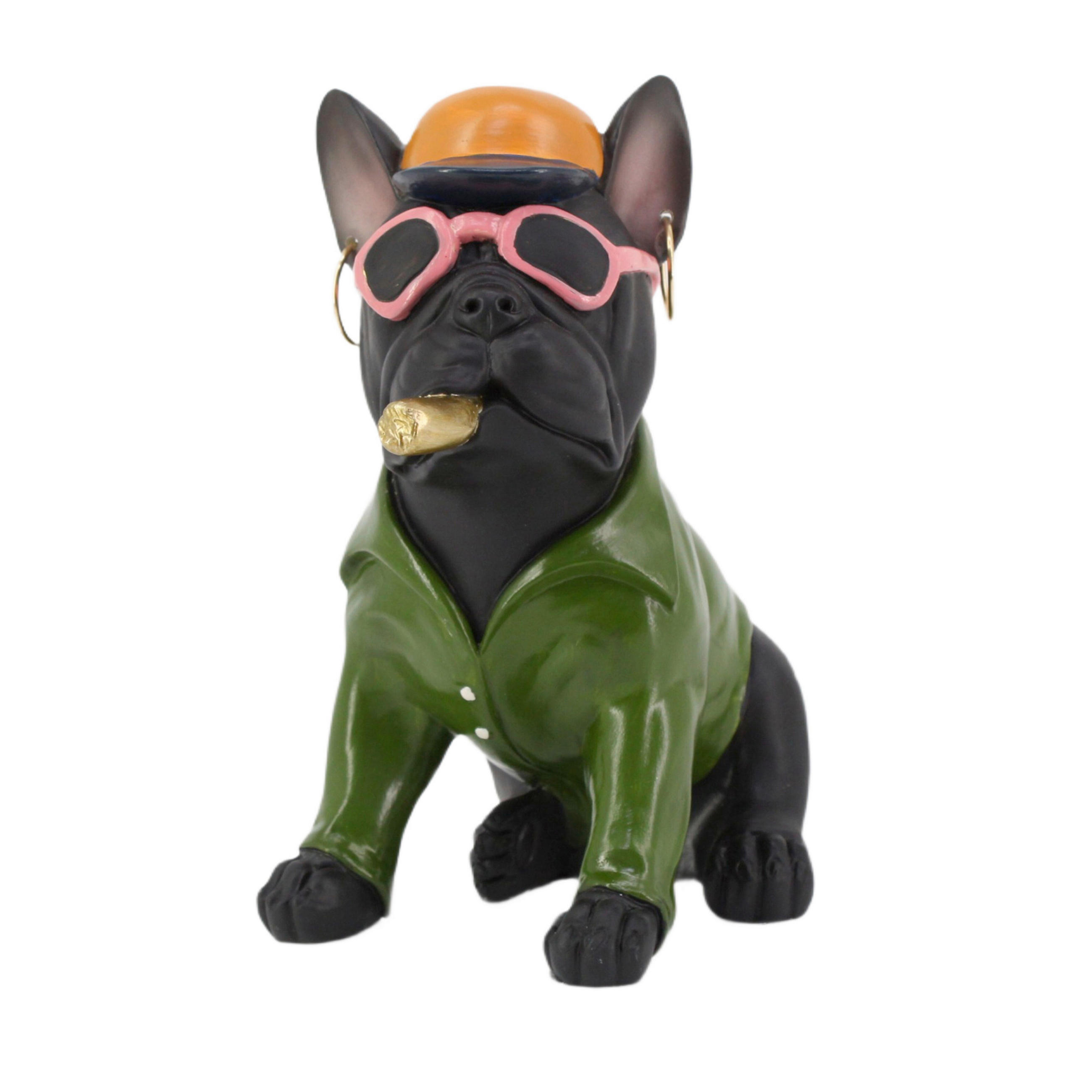 Câine Decorativ - roz aprins/auriu, Lifestyle, plastic/piatră (18/18,5/12cm) - Ambia Home