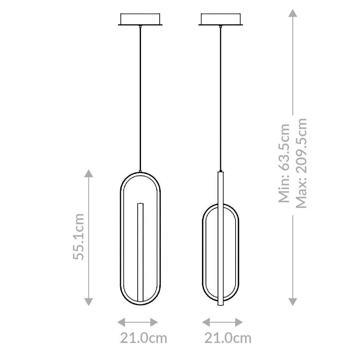 LED-HÄNGELEUCHTE 21/63,5/63,5 cm    - Schwarz, Design, Kunststoff/Metall (21/63,5/63,5cm) - Elstead Lighting