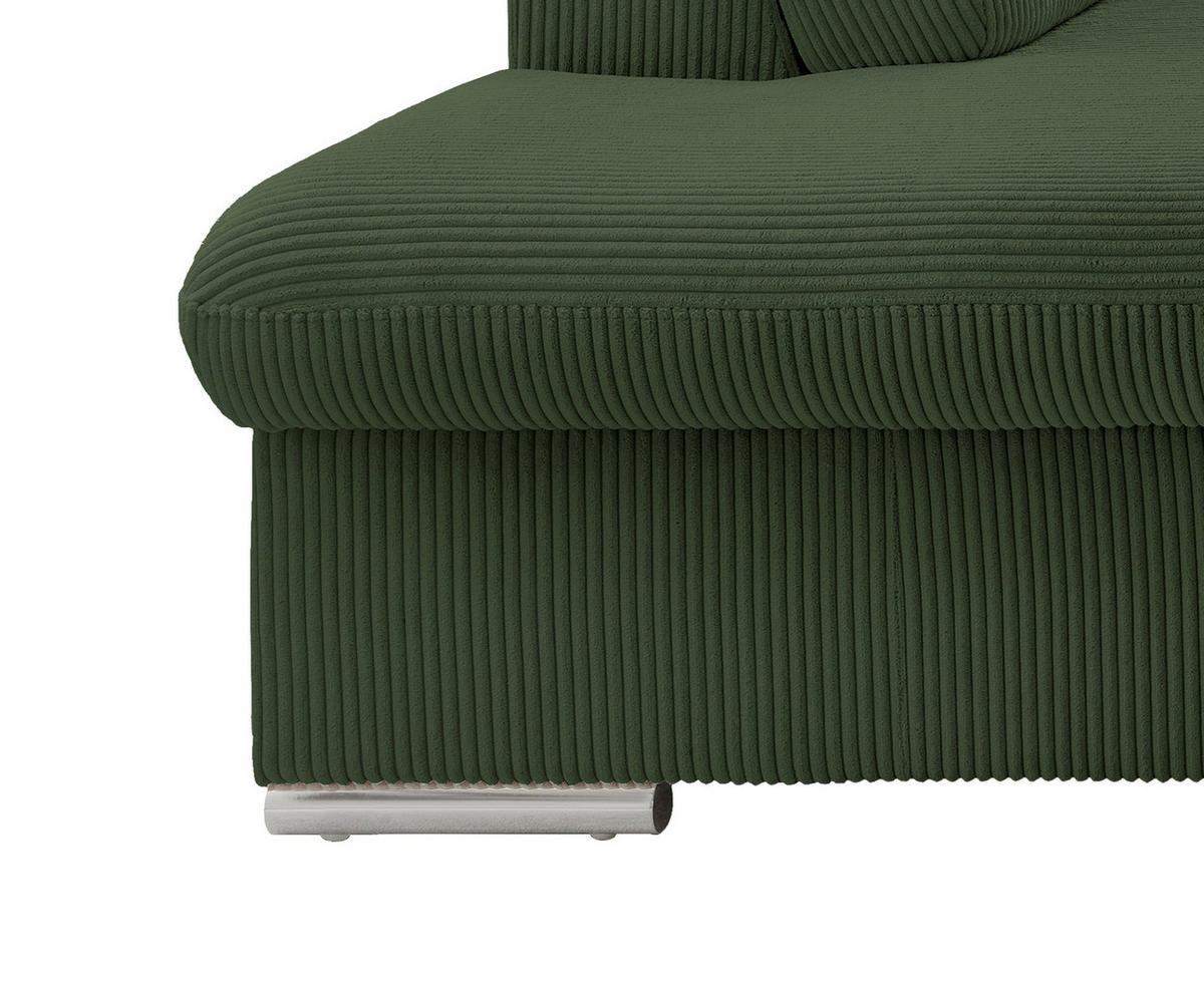 ECKSOFA in Cord Dunkelgrün  - Chromfarben/Dunkelgrün, Design, Textil/Metall (228/283cm) - Livetastic