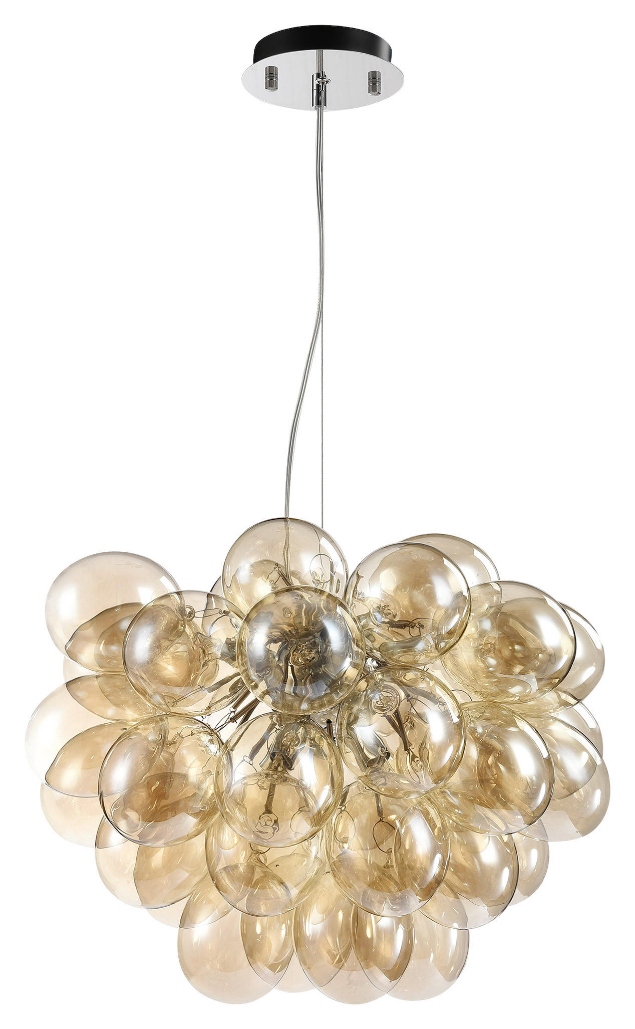 PENDELLEUCHTE  50/40/50 cm   - Bernsteinfarben/Nickelfarben, Trend, Glas/Metall (50/40/50cm) - MAYTONI