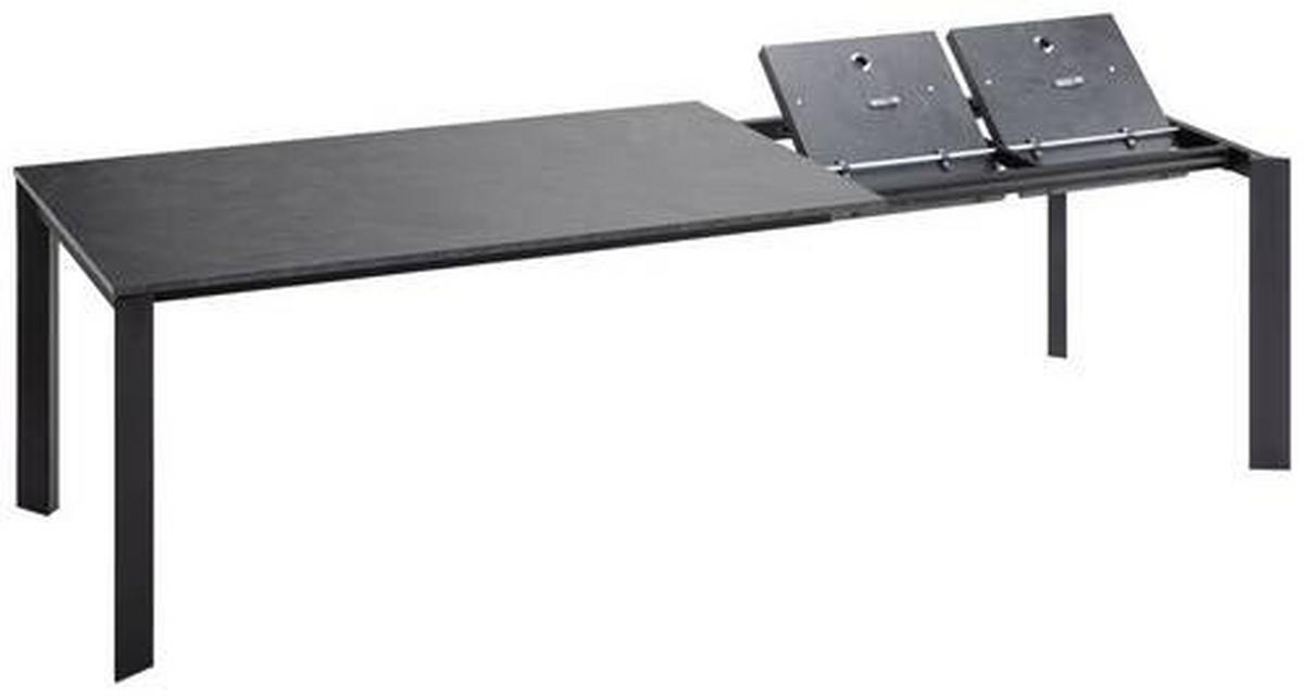 ESSTISCH Schwarz, Schieferfarben rechteckig  ausziehbar, in verschiedenen Größen erhältlich, in verschiedenen Holzdekoren erhältlich  - Schieferfarben/Schwarz, Design, Holzwerkstoff/Metall (160-250/90/75cm) - home24